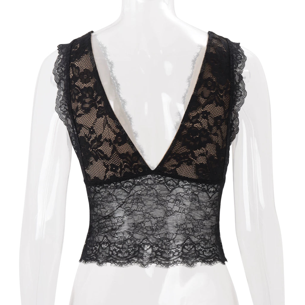 LaPose - Erabella Deep V-Neck Lace Camisole