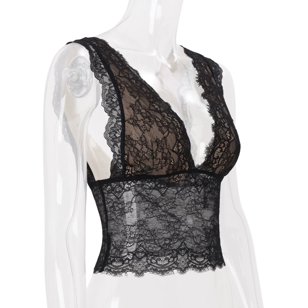 LaPose - Erabella Deep V-Neck Lace Camisole