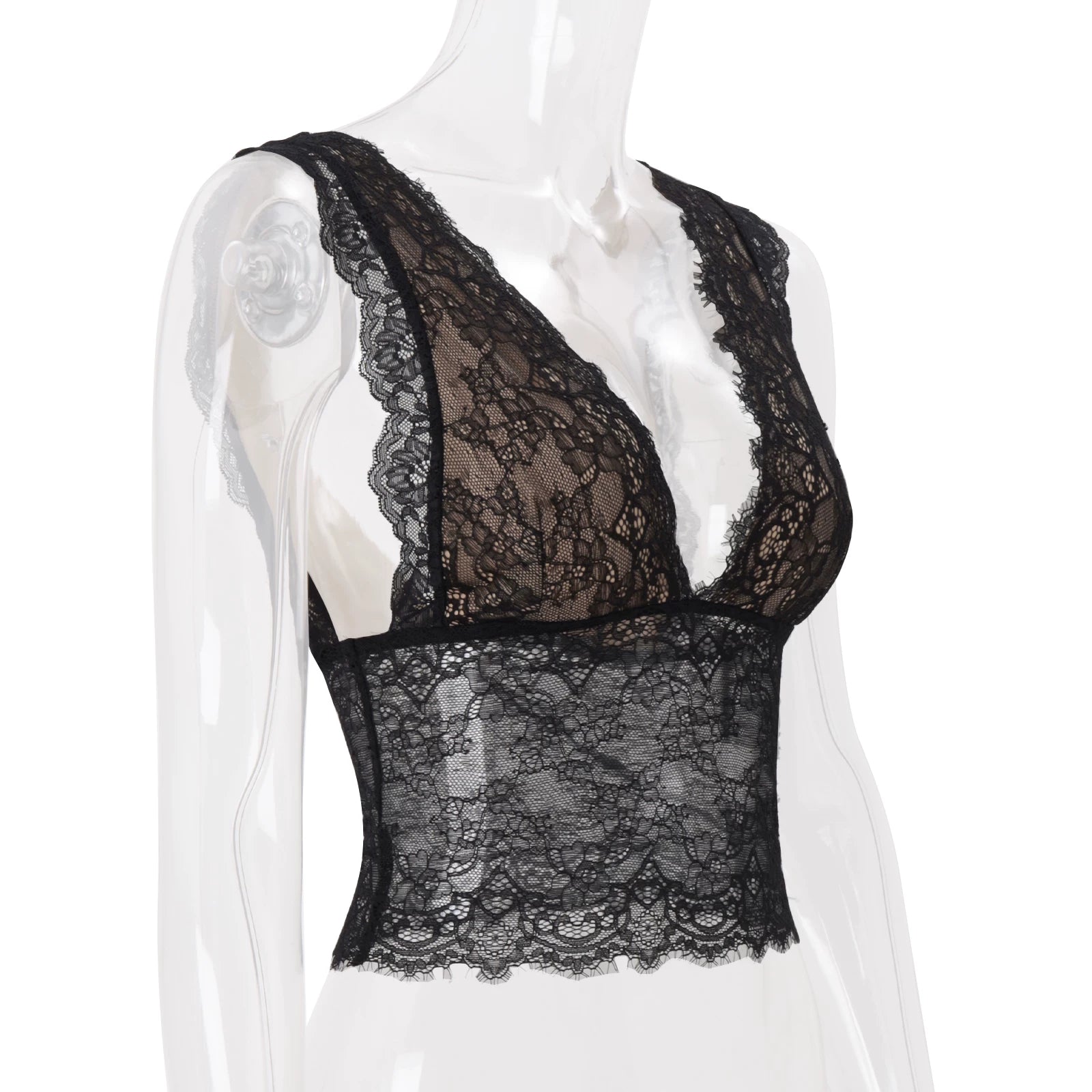 LaPose - Erabella Deep V-Neck Lace Camisole