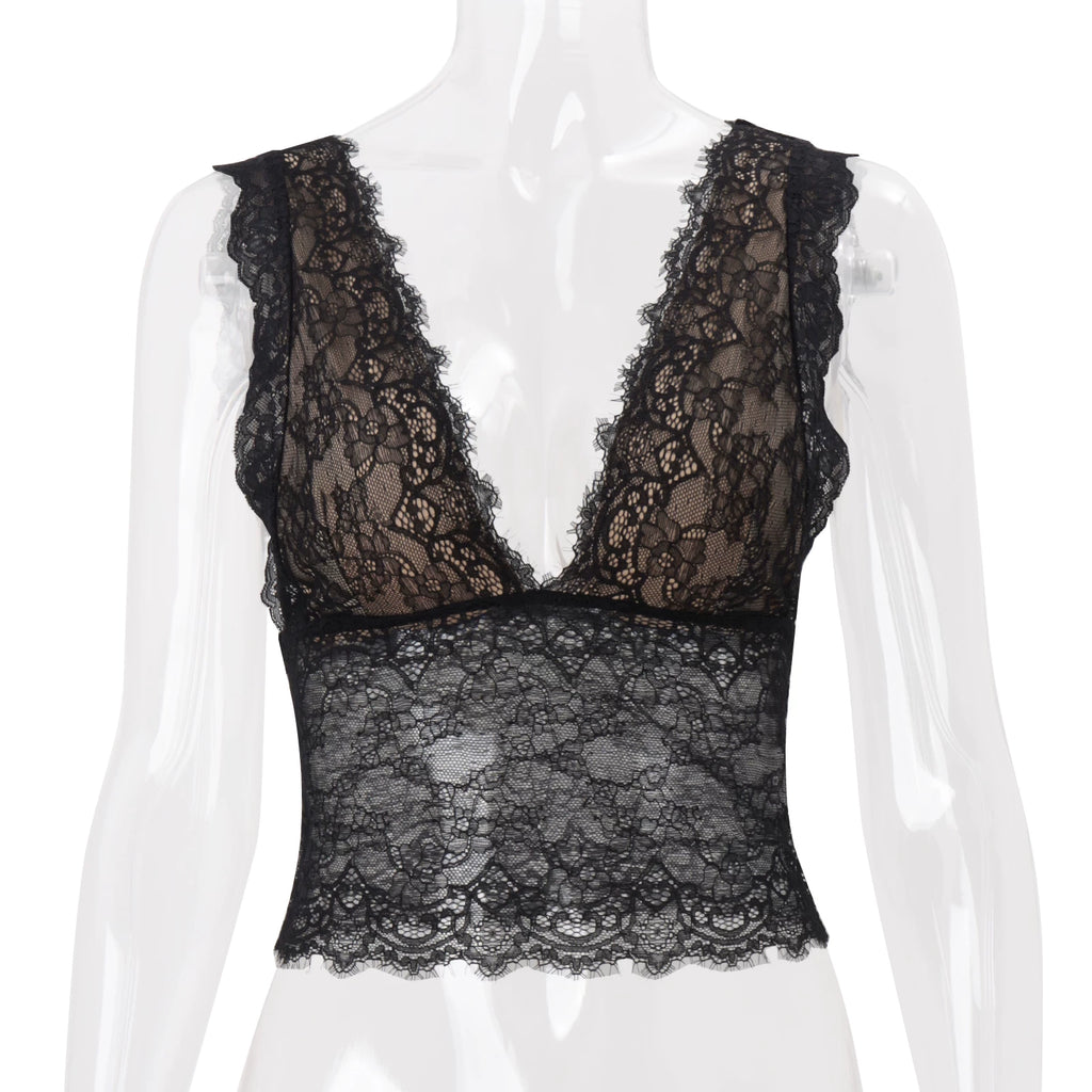 LaPose - Erabella Deep V-Neck Lace Camisole