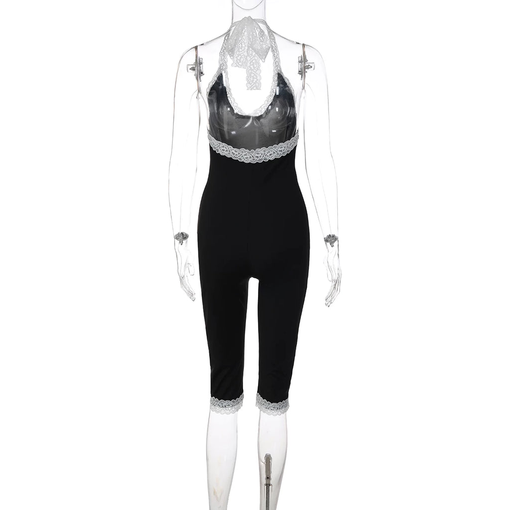 LaPose - Erica Lace Trim Halter Jumpsuit