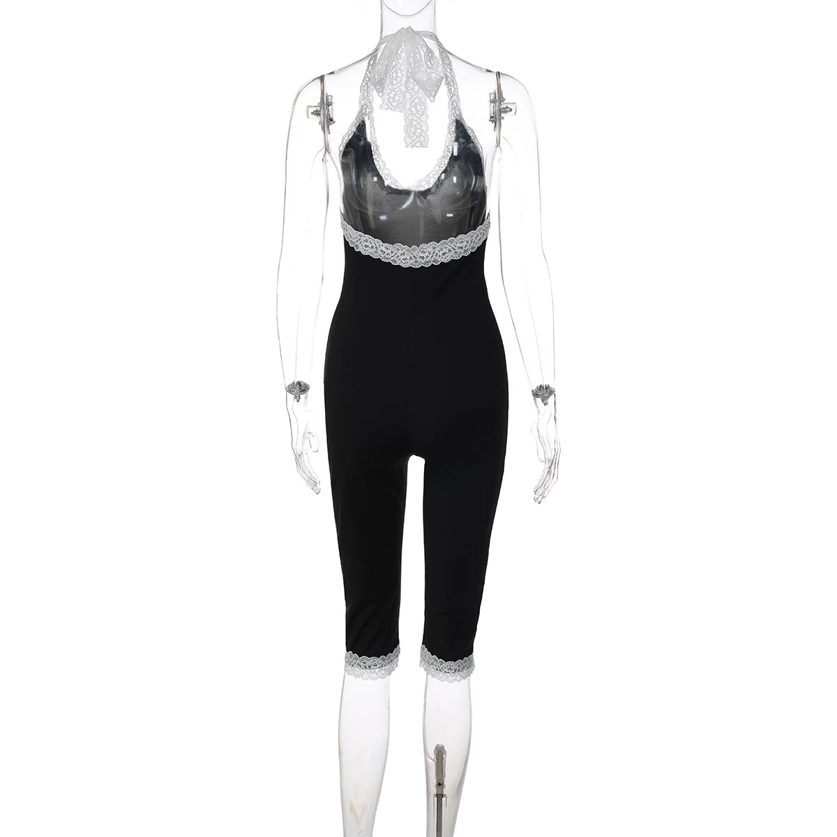 LaPose - Erica Lace Trim Halter Jumpsuit