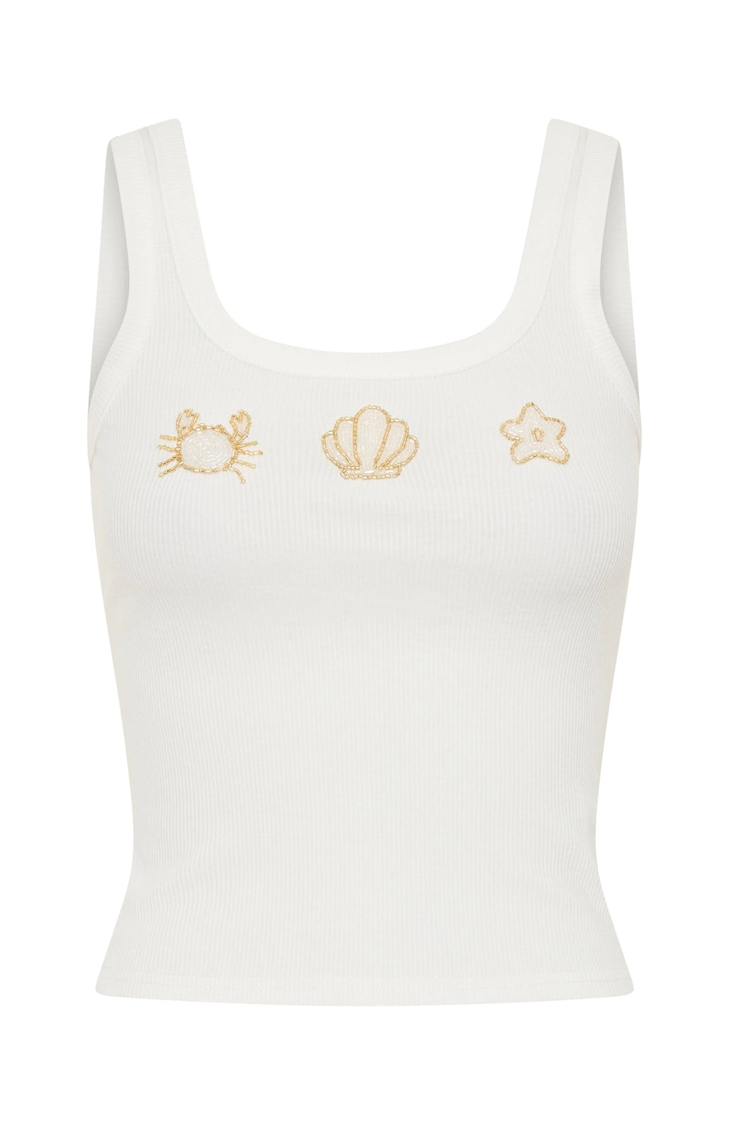LaPose Eris Beaded Ribbed Crop Top