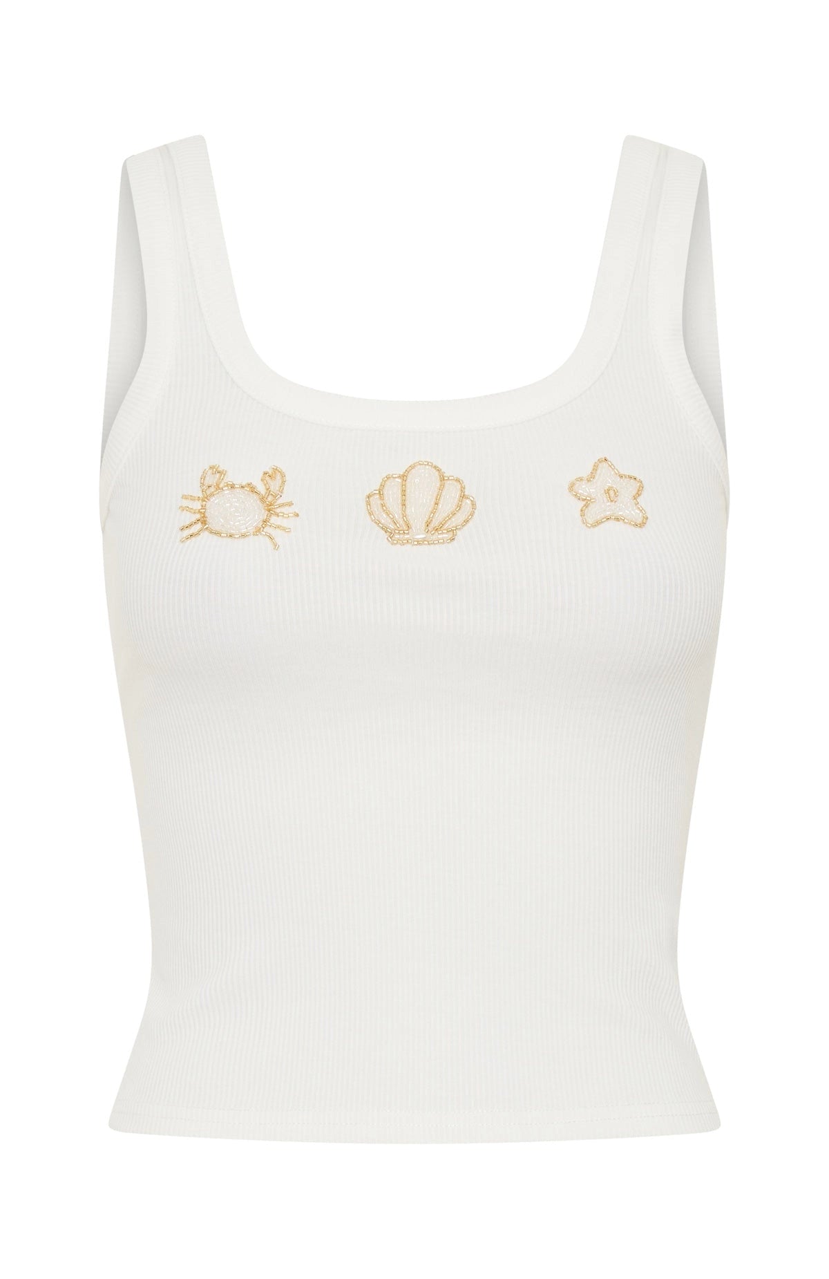 LaPose Eris Beaded Ribbed Crop Top