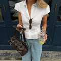 Esmee Pleated Button-Up Blouse