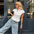 Esmee Pleated Button-Up Blouse