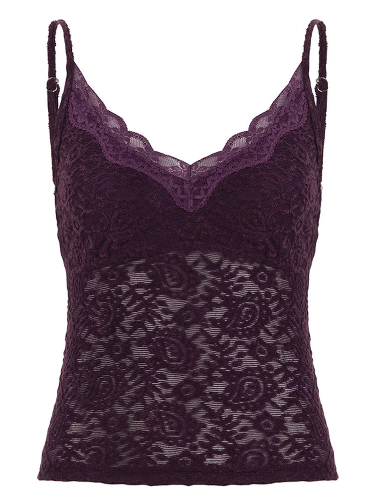 LaPose - Esmerelda Purple Lace Sheer Camisole
