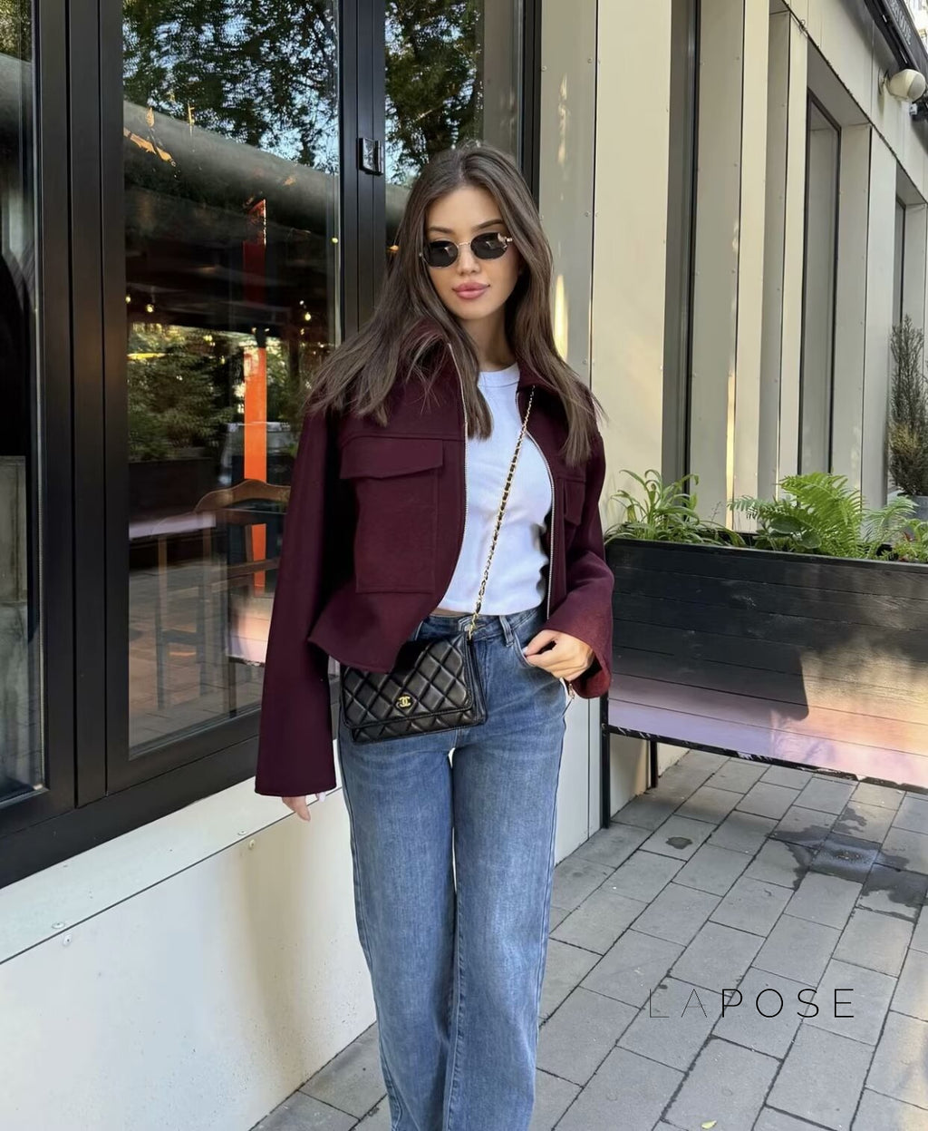 Eugenia Zippered Woolen Jacket [G0WBSCUE]