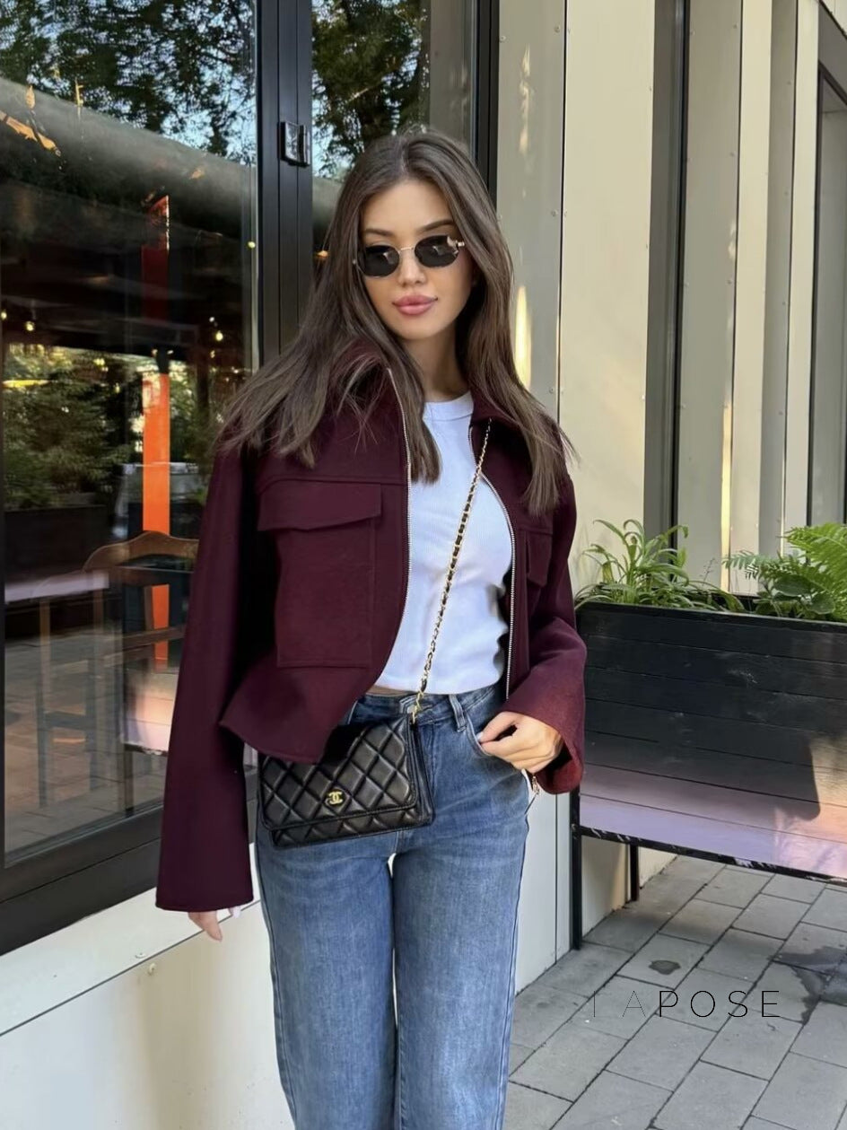 Eugenia Zippered Woolen Jacket [I0LZS8L6]