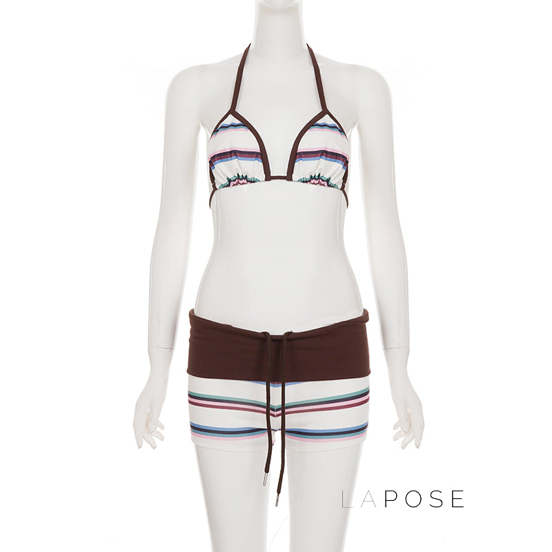 Evaleigh Colorblock Halter Bikini Set [ADP8EH0F]