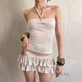 Evanna Tiered Halter Skirt Set [38K88ZV5]