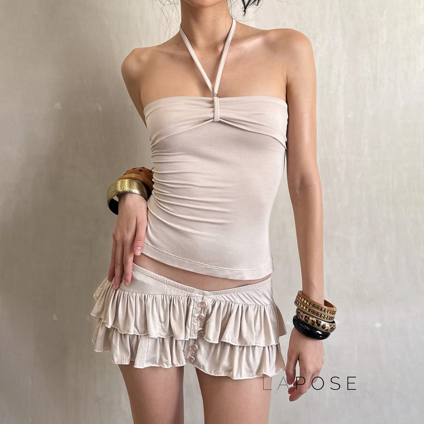 Evanna Tiered Halter Skirt Set [38K88ZV5]