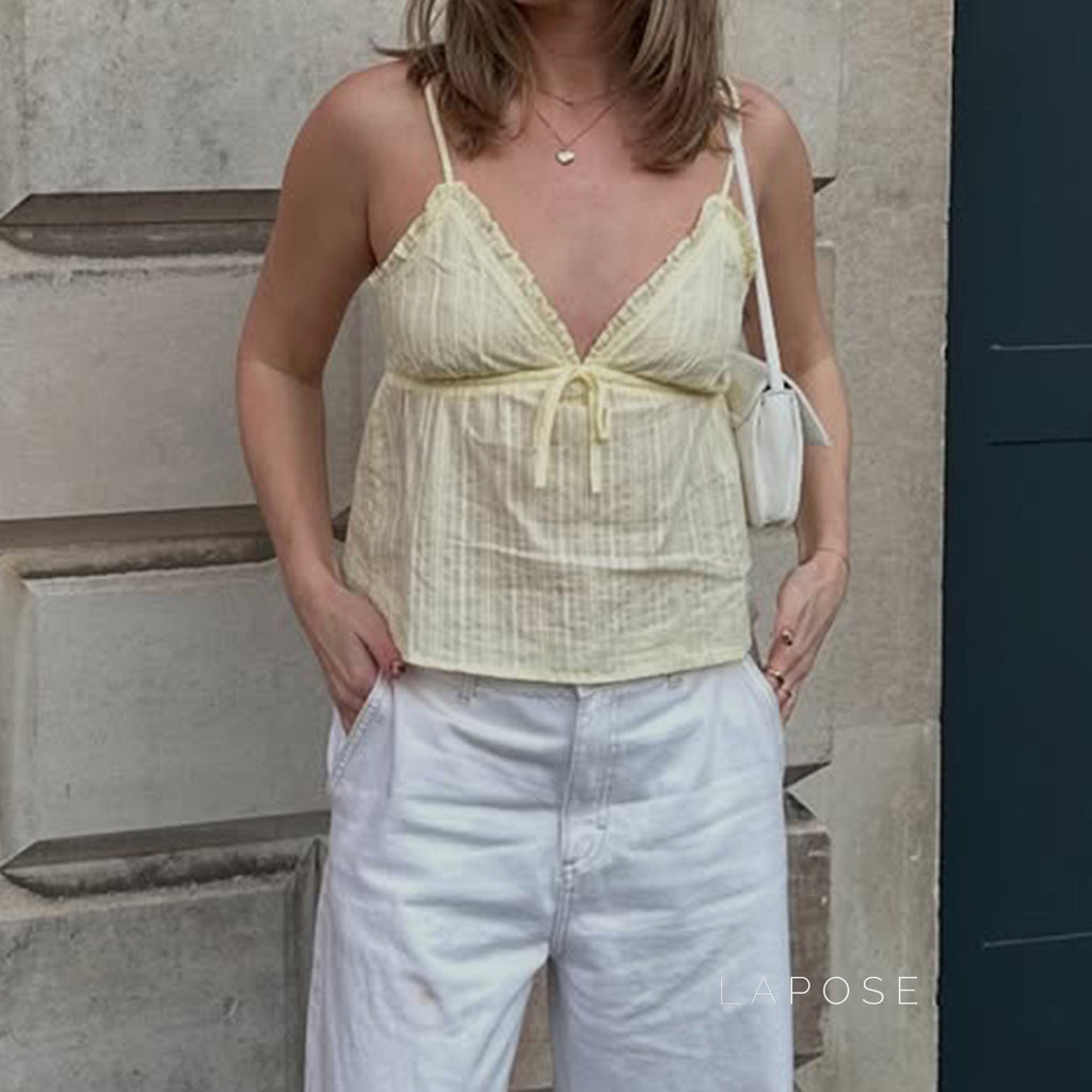 Evelia Bow Ruffle Cami Top