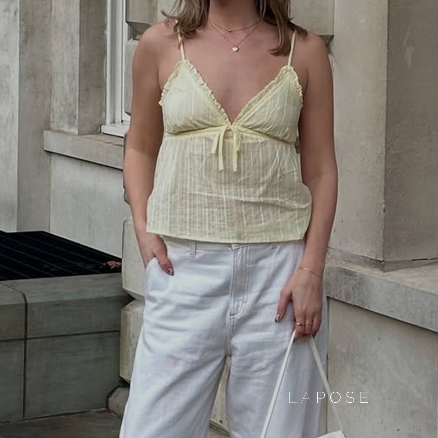Evelia Bow Ruffle Cami Top