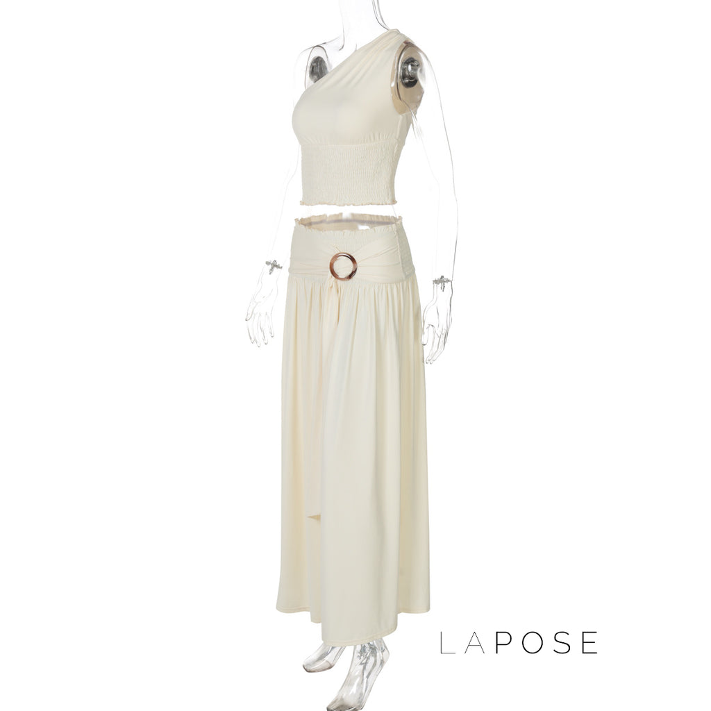 Everett One-Shoulder Pleated Skirt Set [7HLF6SZW]