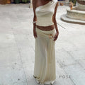 Everett One-Shoulder Pleated Skirt Set [VE62ZLFP]