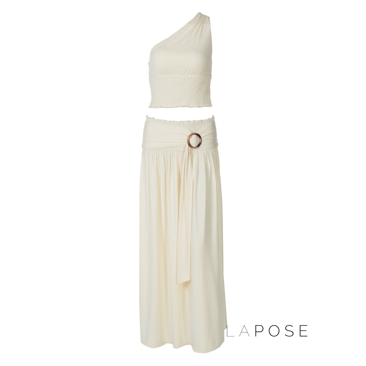 Everett One-Shoulder Pleated Skirt Set [HSYILU2E]