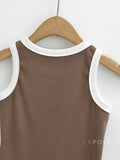 Evianna Ribbed Cropped Vest [825VBHS1]