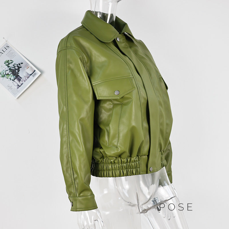Evie Oversize Leather Jacket [0JE6NZ9Y]
