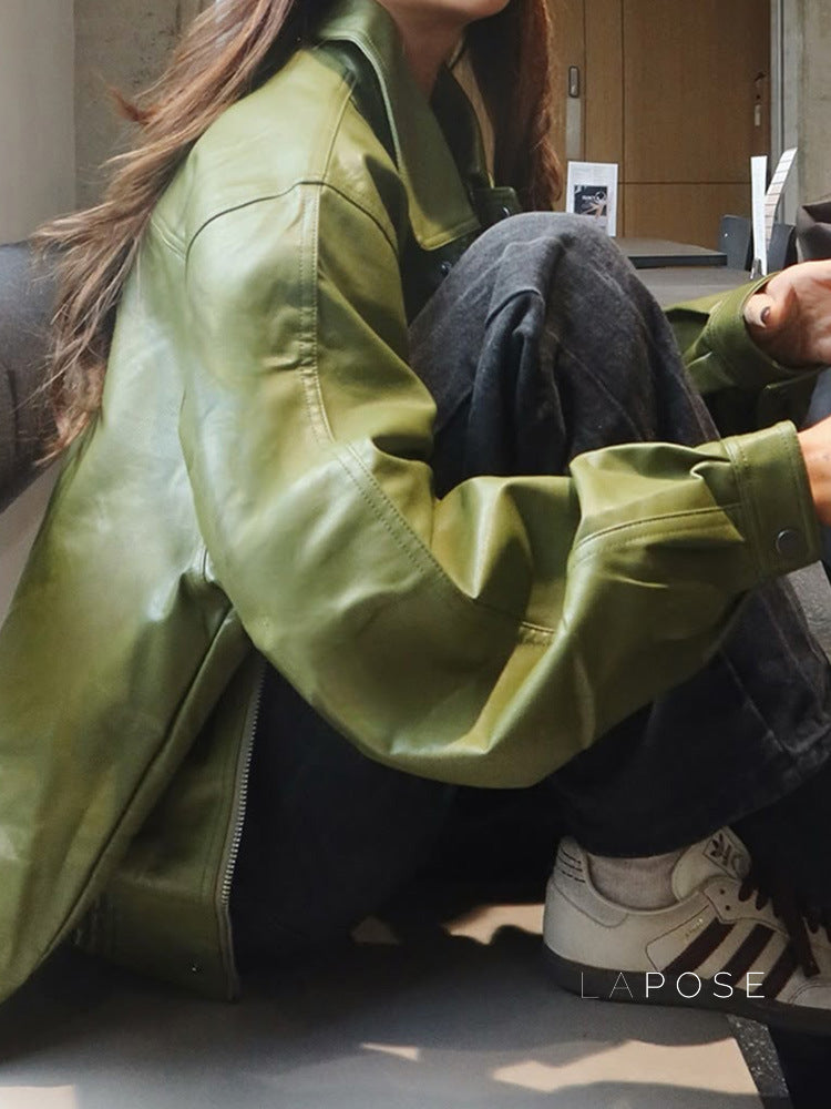 Evie Oversize Leather Jacket [X96PX9PT]