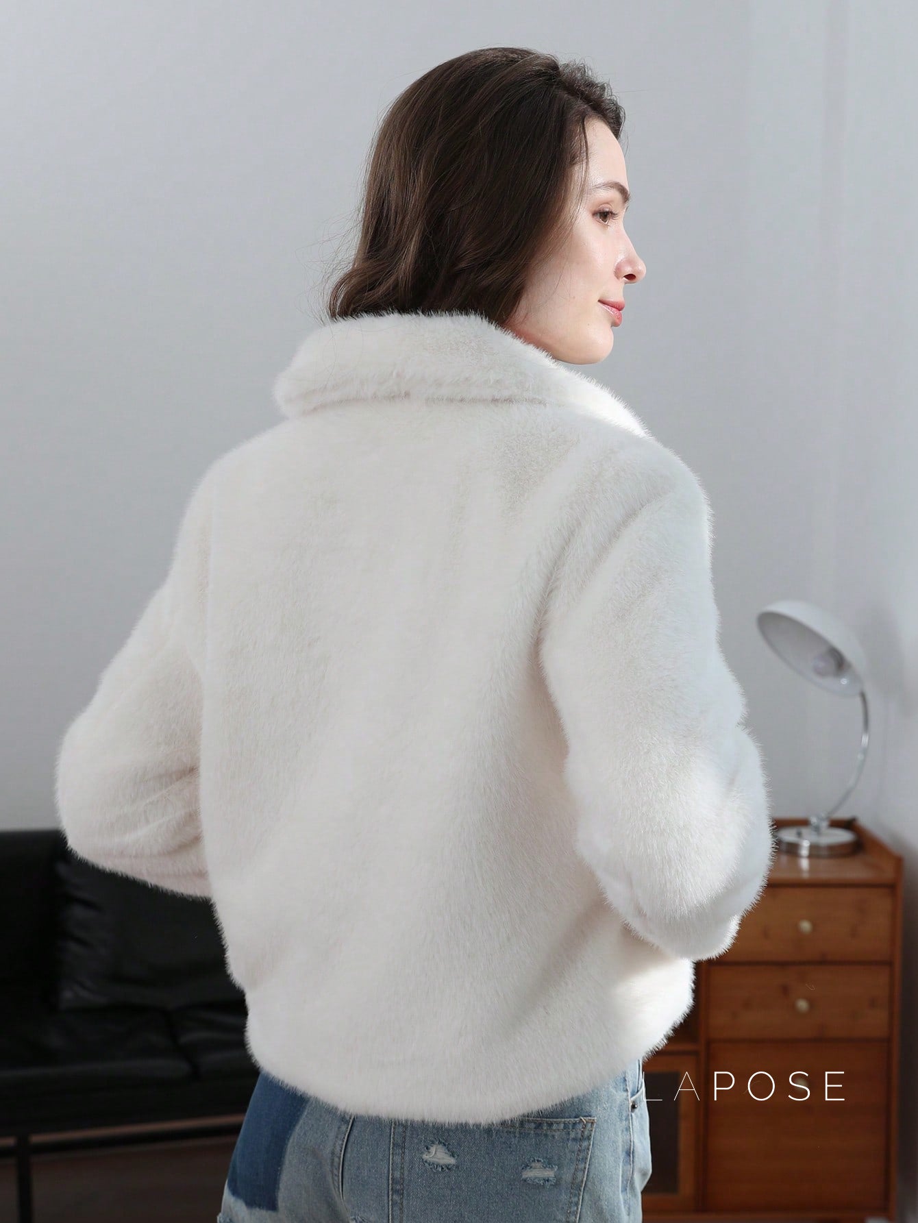 Ezmae Cropped Faux Fur Lapel Jacket [X029K8TV]