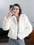 Ezmae Cropped Faux Fur Lapel Jacket [Y19RP0RF]