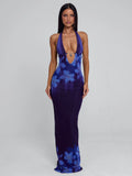 LaPose Faelynn Ruched Mesh Maxi Dress