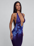 LaPose Faelynn Ruched Mesh Maxi Dress