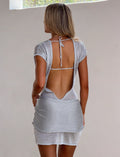 LaPose Fallon Metallic Knit Mini Dress
