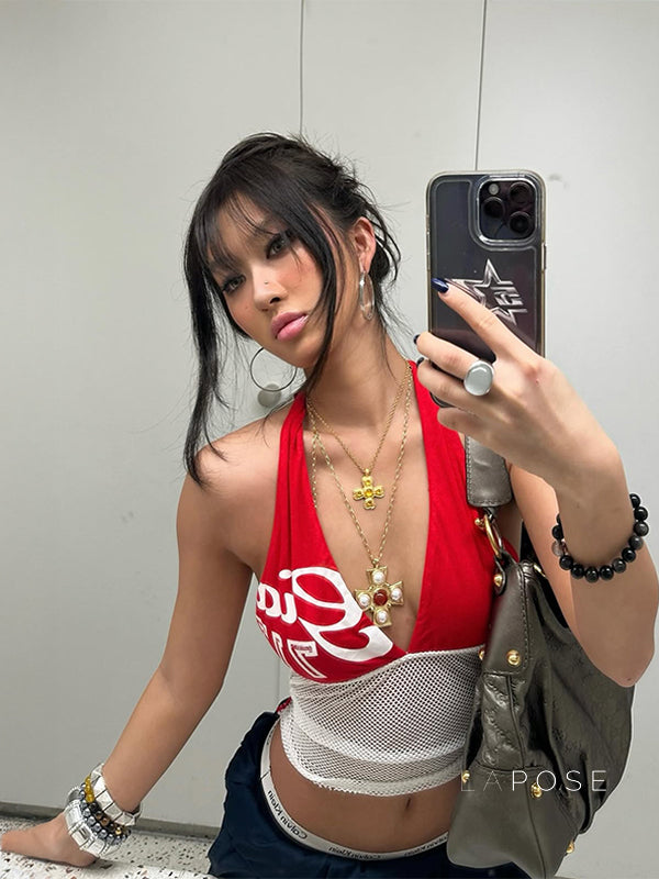 Farrah Colorblock Halter Top [CGYABVIX]