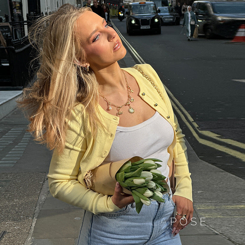 Fatimah Ribbed Button-Up Cardigan [QUD4LPWT]