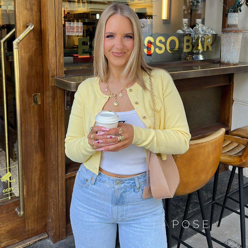 Fatimah Ribbed Button-Up Cardigan [0TBDE4FW]