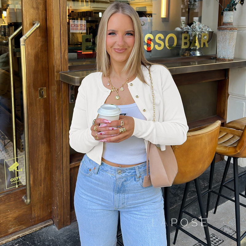 Fatimah Ribbed Button-Up Cardigan [4PFMX88V]