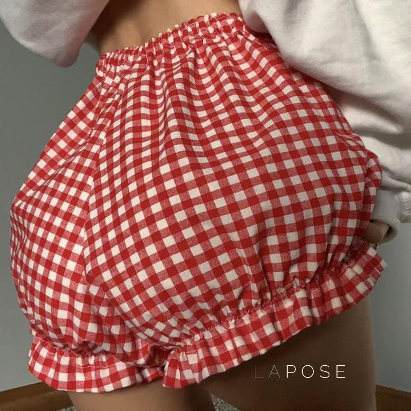 Fatoumata Bow Plaid Shorts [XJ9C0GHL]