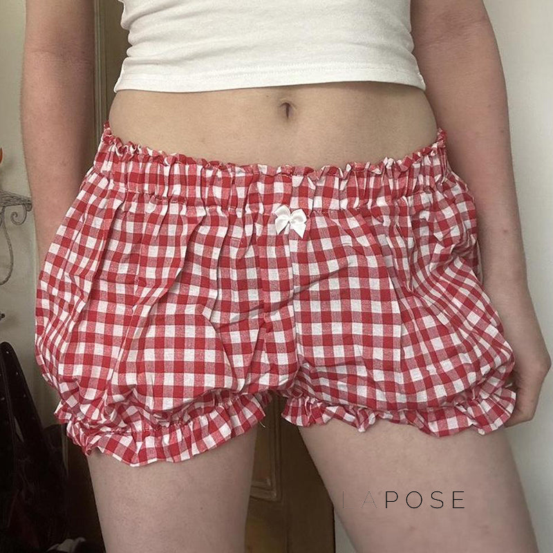 Fatoumata Bow Plaid Shorts [0UHNDRAO]