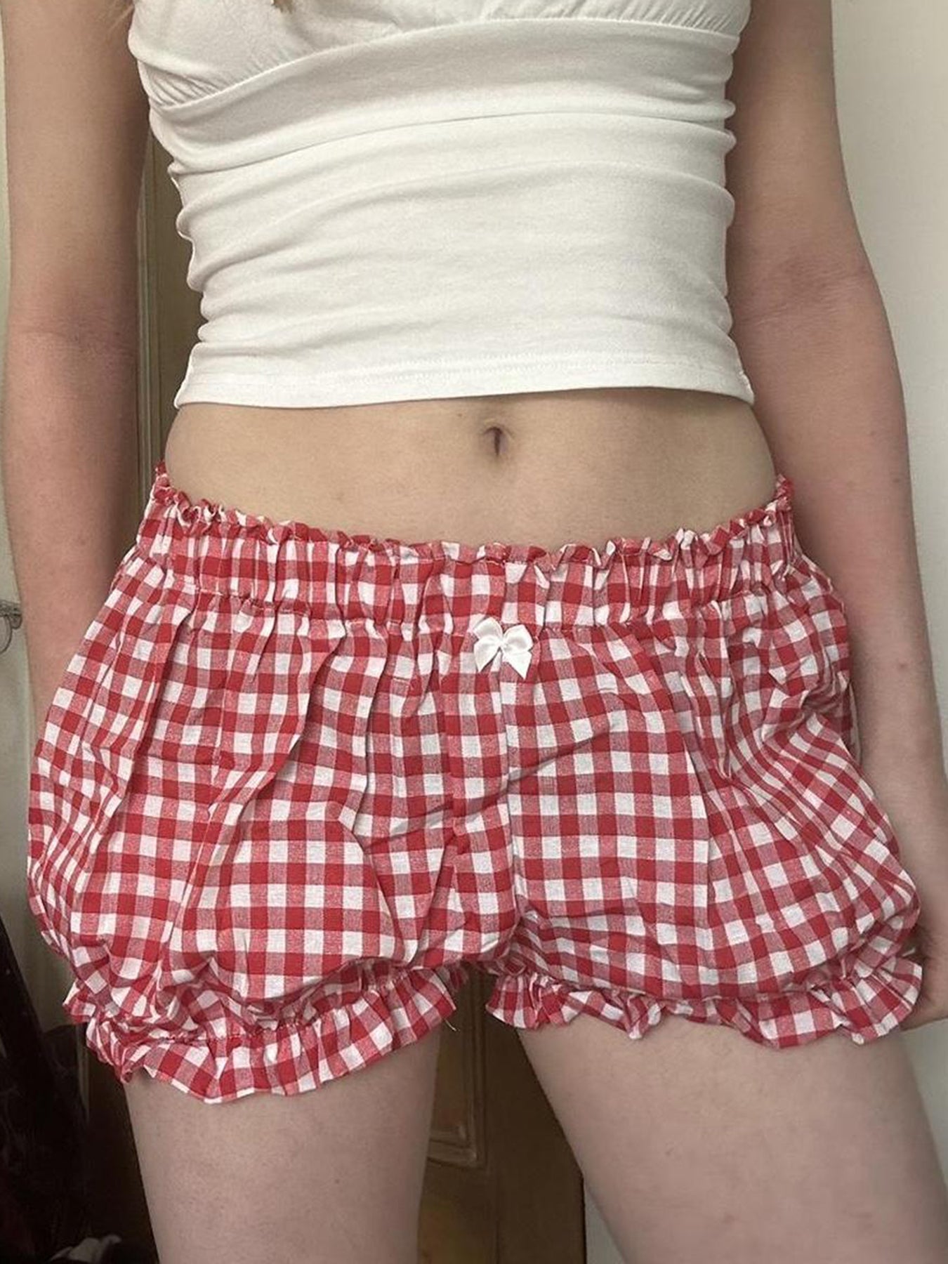Fatoumata Bow Plaid Shorts [9GHNBBDV]