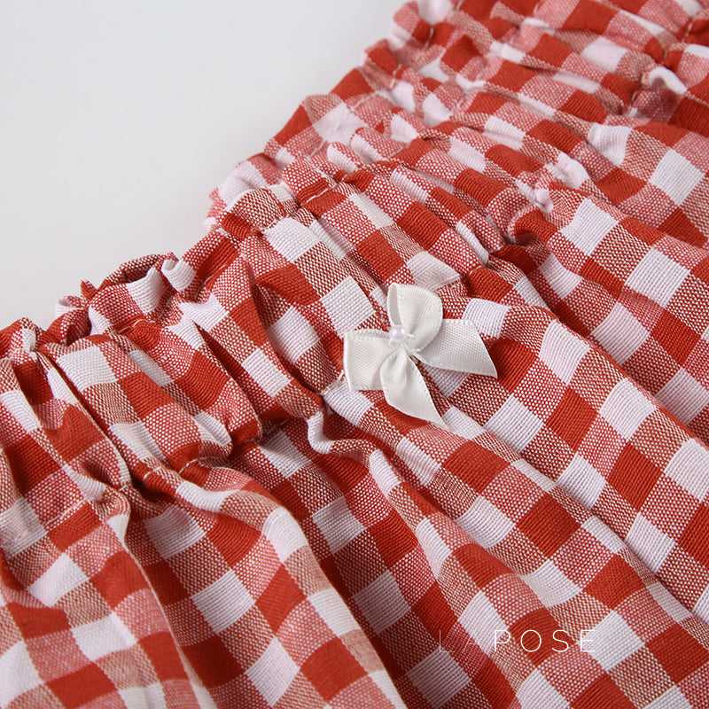Fatoumata Bow Plaid Shorts [I8Y80CII]