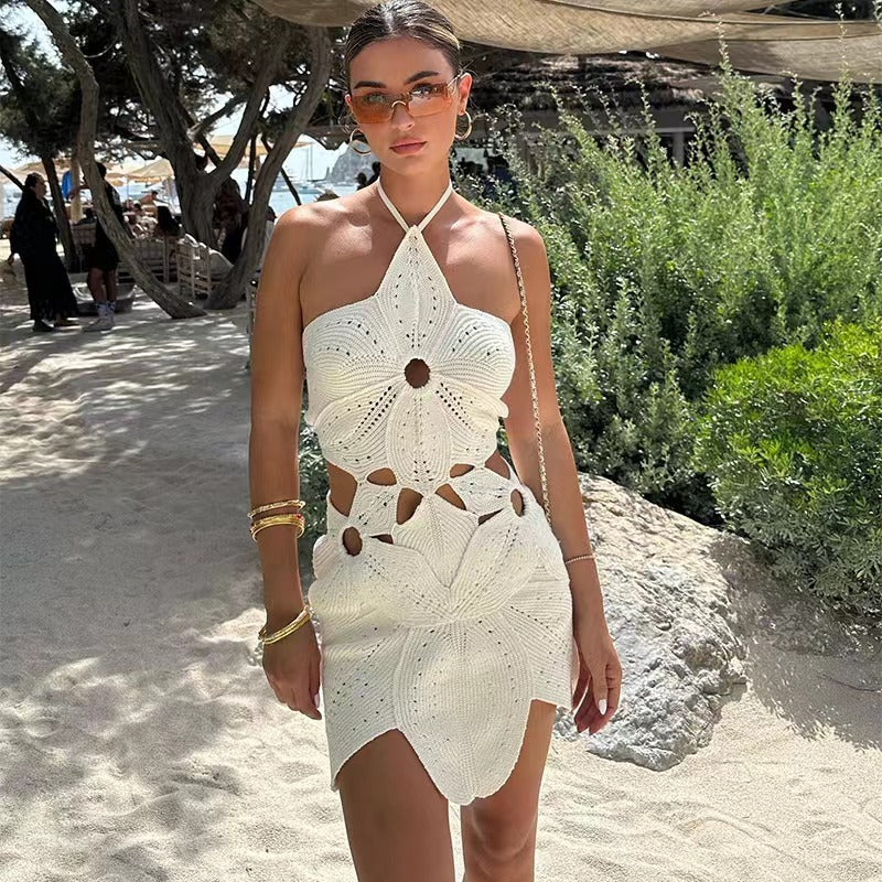 Fiorella Halter Woven Mini Dress [TPO0XA0Z]