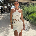 Fiorella Halter Woven Mini Dress [TPO0XA0Z]