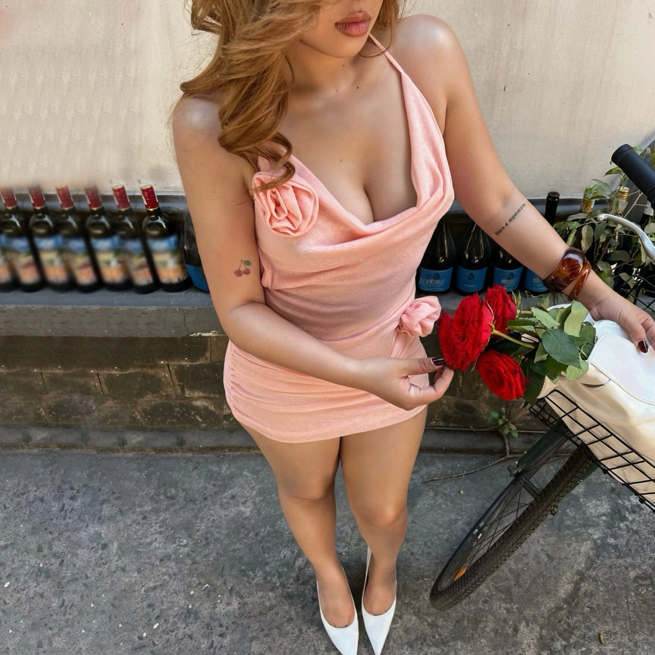 Floral Embellished Bodycon Mini Dress [ONBYA9WT]
