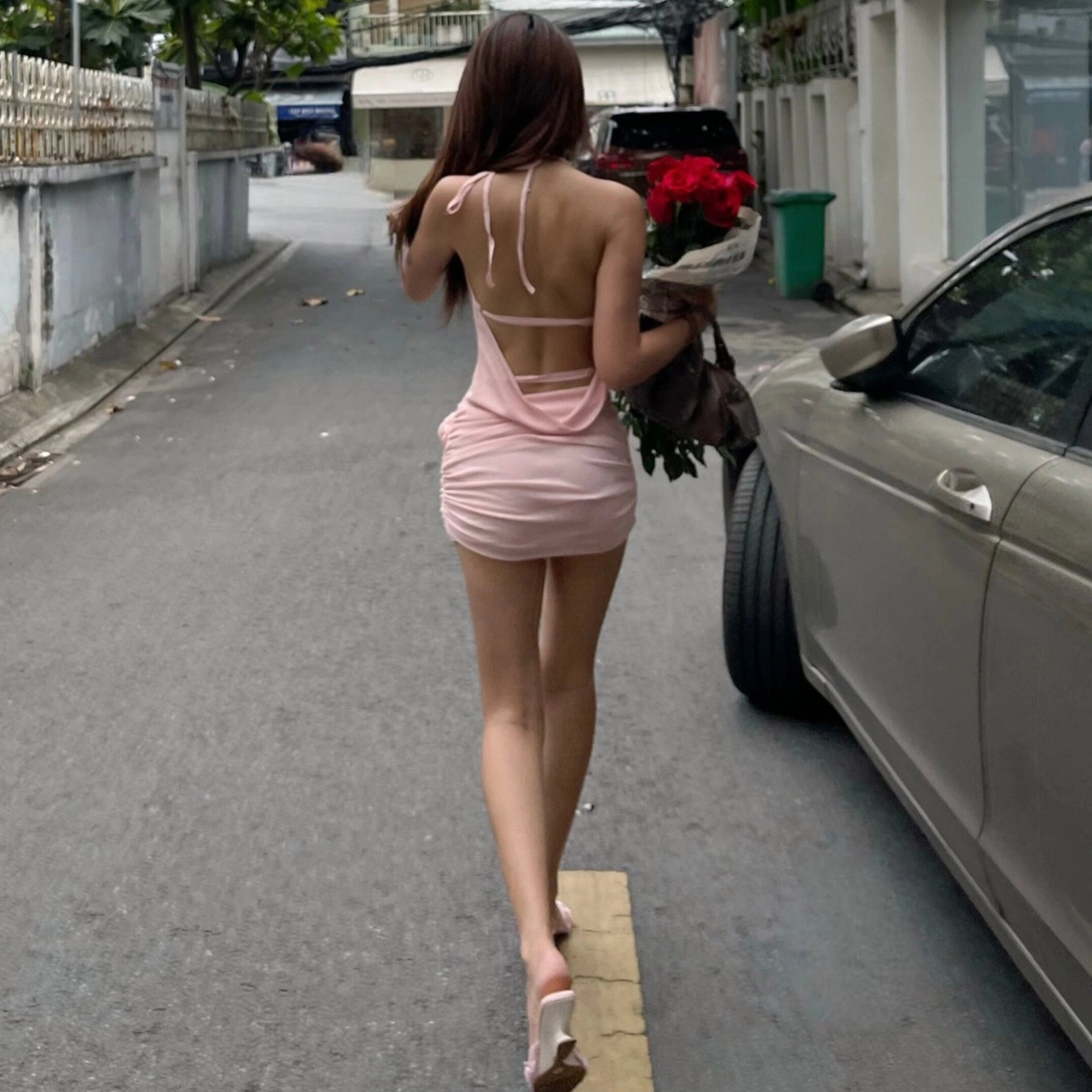 Floral Embellished Bodycon Mini Dress [0JYG89X2]