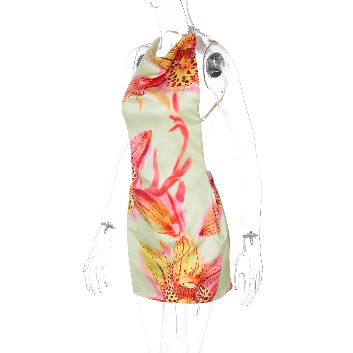 Floral Gradient Halter Mini Dress [ABHC9VC2]