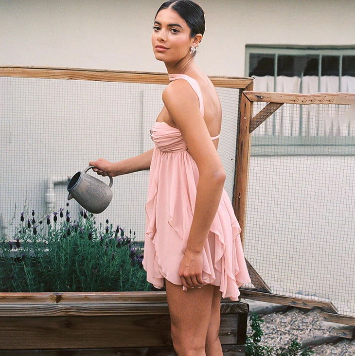 Floral Halter Mini Dress [VMRXYYKD]
