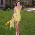 Floral Lace Spliced Mini Dress [0V3QIVRE]