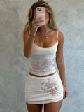 Floral Rhinestone Mesh Skirt Set [JRR61HVS]