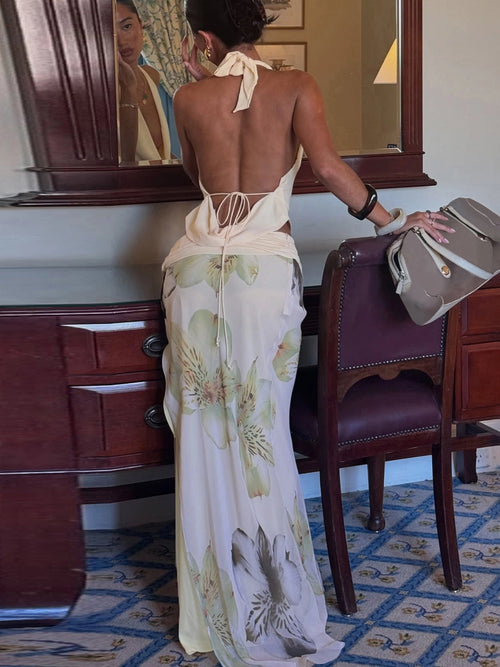 Floral Slit Maxi Skirt Set [RPTRILM5]