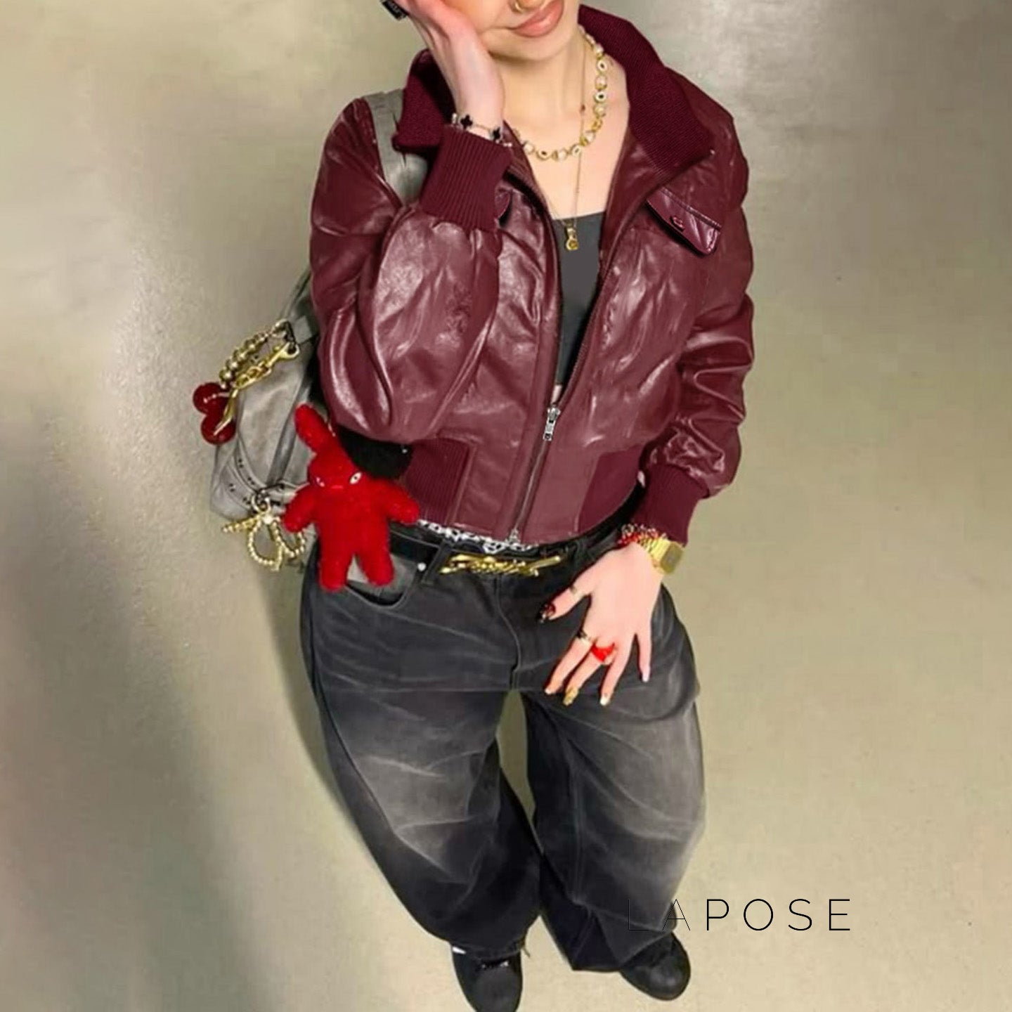 Florencia Cropped Faux Leather Jacket [M88OVNUQ]