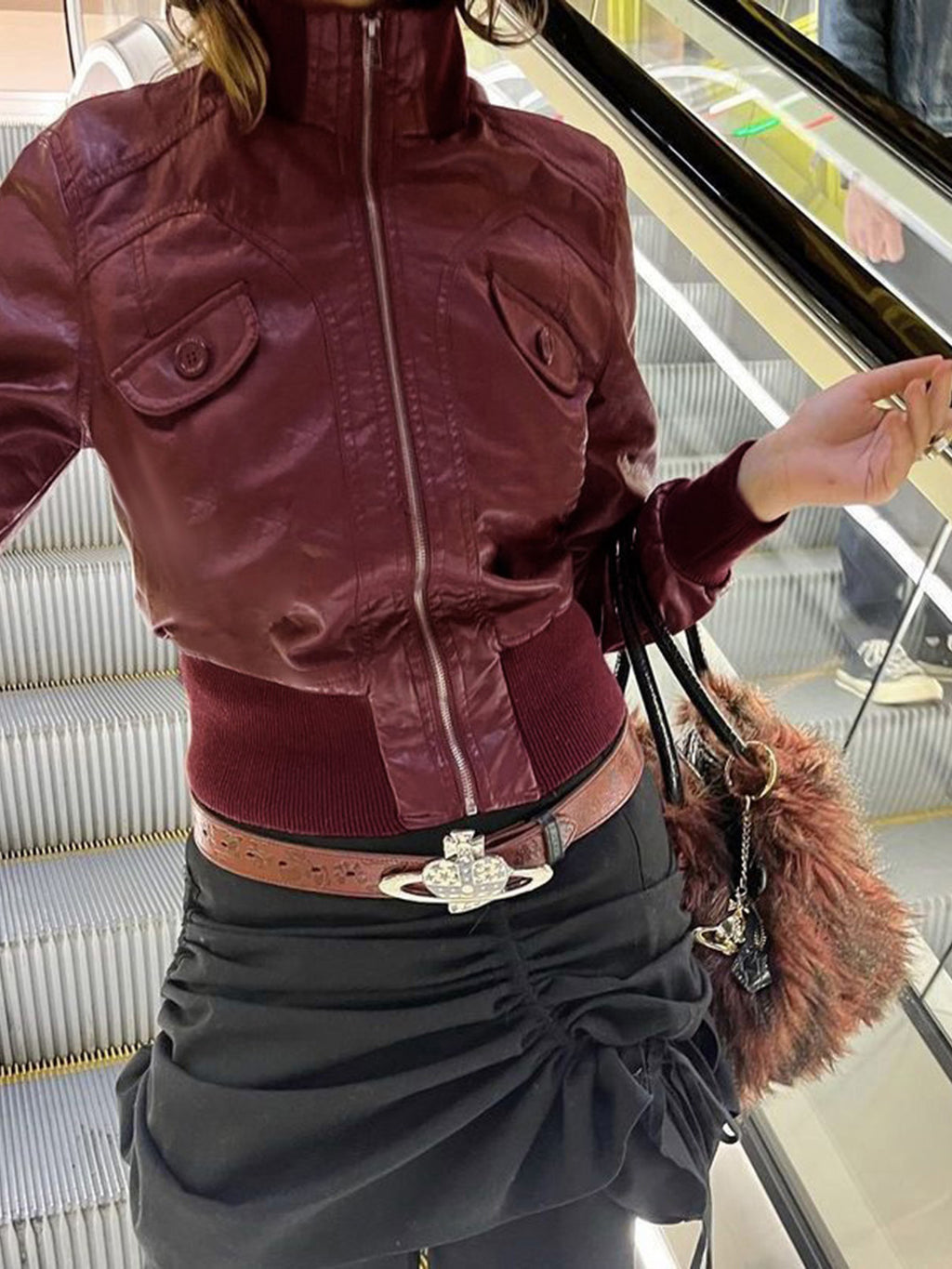 Florencia Cropped Faux Leather Jacket [JQDE3NKL]