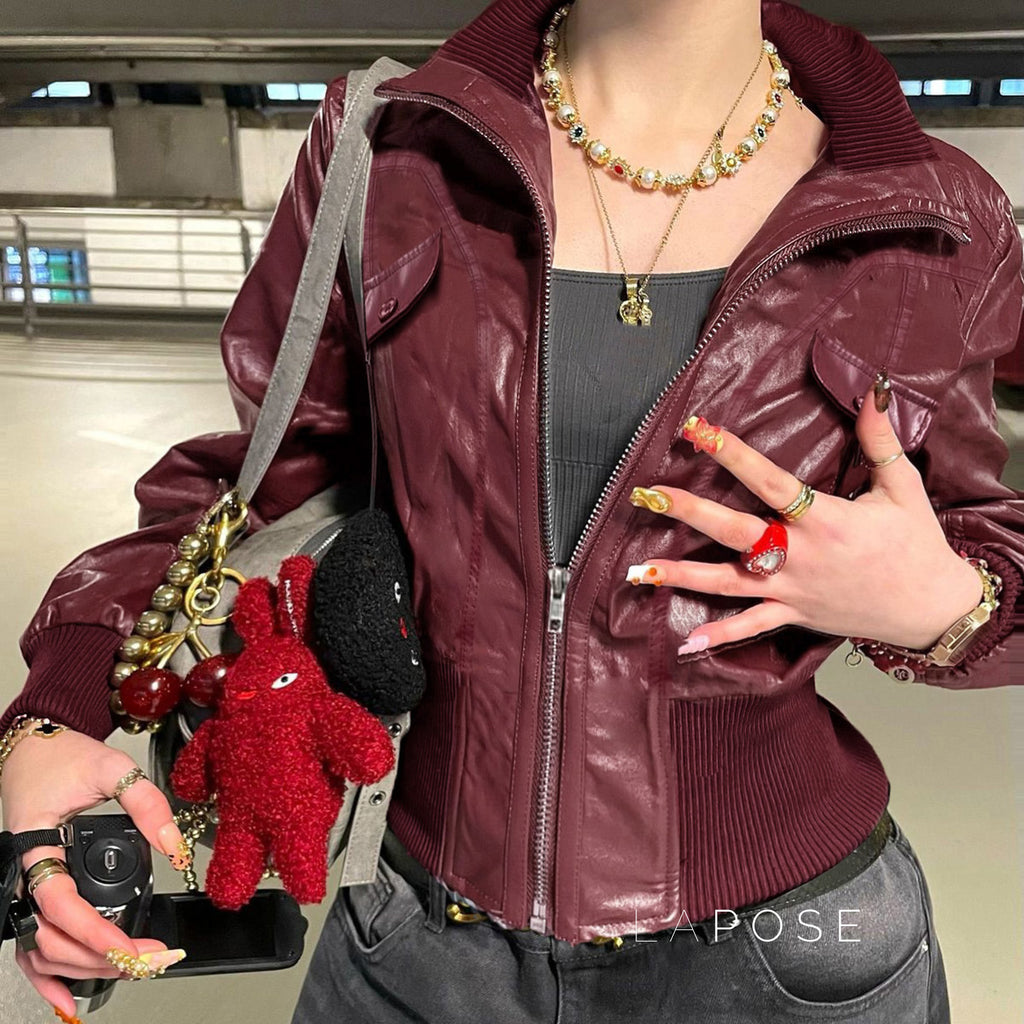 Florencia Cropped Faux Leather Jacket [YPZK1FDT]