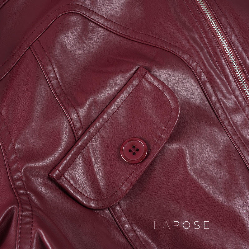 Florencia Cropped Faux Leather Jacket [MF3ZZ4N2]